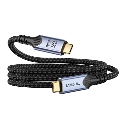 Image of USB C Data Cable 40Gbps,USB c to USB c Cable Braided,USB 4 Cable for Thunderbolt 4 [6.6FT /2M], 240W Fast Charging Type c Cable, USBC Monitor Cord 8K /4K Video Display