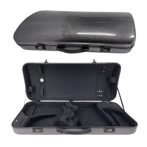 Conboxus Professional Double Case Violin(4/4) & Viola(16-17inch) Carbon Fiber,With Password Lock,2 Adjustable Straps,4 Bow Holder (black)