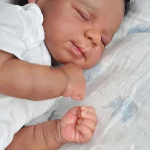 Muñeco Reborn Bebé Negro Silicona 19 Pulgadas Realista miniatura 3