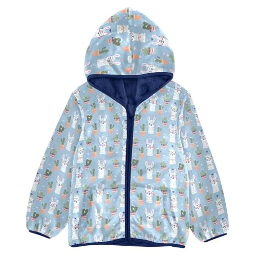 Alpaca Cactus Boys Fleece Coat,Children's Zip-Up Hoodie Jacket,Baby Warm Fashion Outerwear 3-10T,A113427