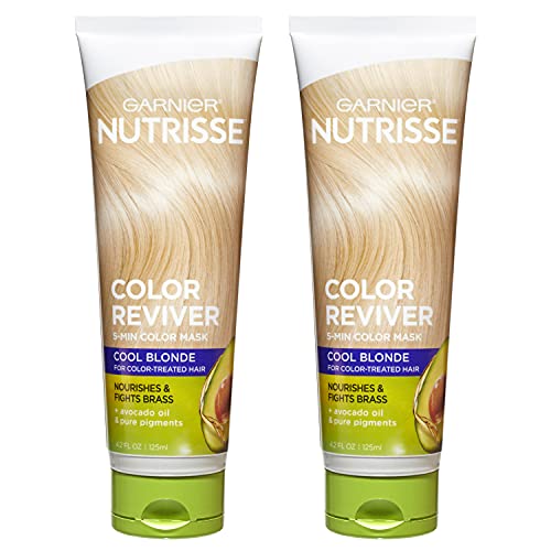 Garnier Nutrisse Color Reviver 5 Minute Nourishing Hair Color Mask with Avocado Oil Delivers Day 1 Color Results, for Color Treated Hair, Cool Blonde, 8.4 fl oz, 2 Count (Packaging May Vary)