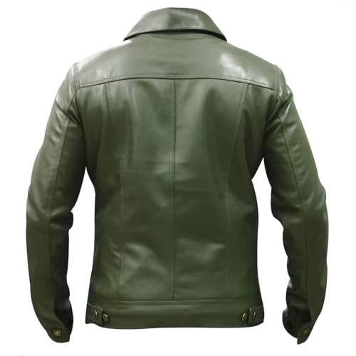 Image of Men's Genuine Leather Trucker Jacket Vintage Motorcycle Black Western Biker Slim Fit Trucker Jacket