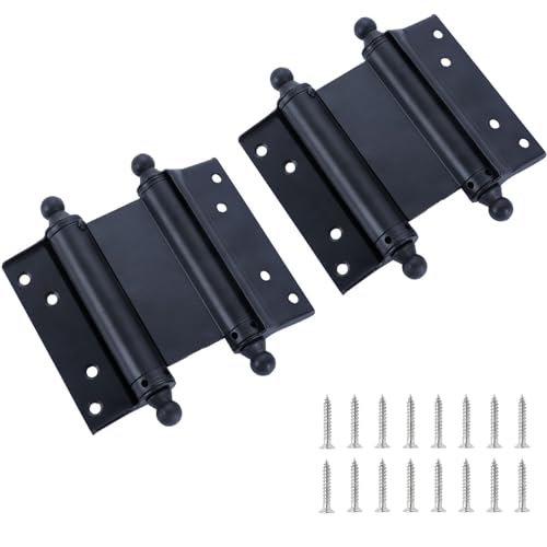 自由蝶番 2個入 ステンレス製 ドア 蝶番 両開 高強度 耐荷重15kg 調整可能なスプリングヒン 堅塁金物 適合扉厚 20-35mm スプリング丁番 ドアヒンジ ねじ付き ドア用金物 家具補修 (ブラック)