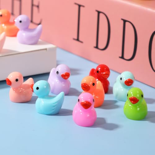 ONBAGLST 120 Stück Mini Enten, kleine Enten Figuren, Entendekoration für Miniaturlandschaften, Gärten, Bastelarbeiten, Home-Pranks, Spiele, Geschenke, Partygeschenke, Spielzeuge