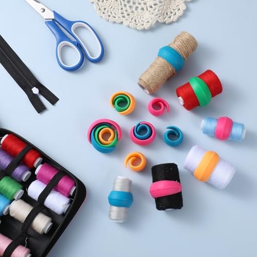 Image of 200 Pcs Upgraded Thread Holder /Spool Huggers Compatible with Larger spools- Keep Thread Spool Neat&Organized for Sewing and Embroidery Machine Thread Spools