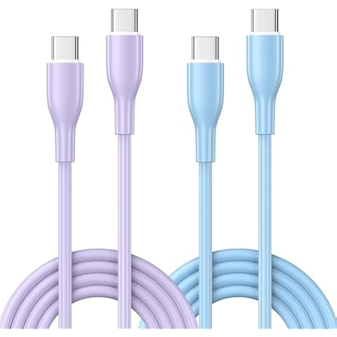 2Pack 6ft Super Fast Charging Cable for Samsung Galaxy Z Flip 6 Fold 6 S24 Ultra Plus S23 S22 S21 S20+ FE 5G S10, A55 A35 A53 A54 A15 A30, iPhone 15 Plus Pro Max, USB C to C Cord Phone Charger Cover