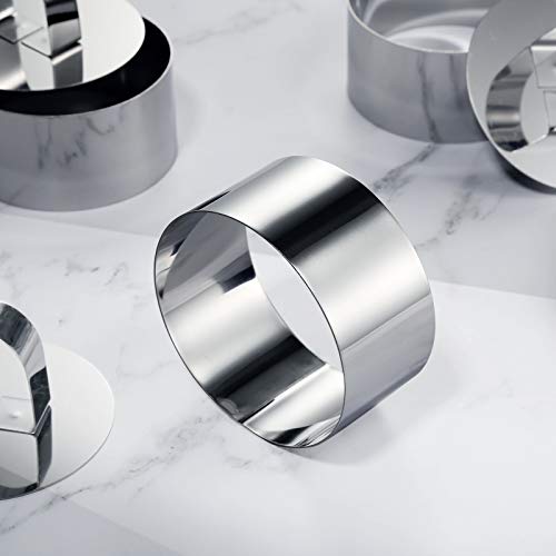 Onedone Cake Ring Molds For Baking 3.15" Round Stainless Steel Pastry Rings Cake Rings Forming Rings With Pusher, Set Of 4, Mother's Day Gifts #TOP5