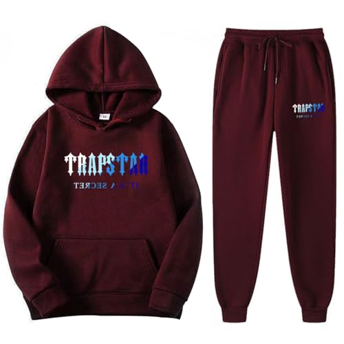 Streetwear Tuta da jogging unisex per uomo e donna, comoda tuta sportiva in cotone, set da 2 pezzi con cappuccio Lounge Wear look casual, RD2#25, L