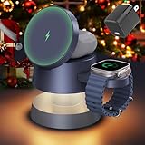 iVANKY for iPhone 16 Pro Max 4 in 1 Wireless Charging Station Cube with Night-Lamp and 30W Adapter for MagSafe Magnetic Charger, 22.5W Travel Stand, 3-in-1 Fast Charge for Apple iWatch Ultra, Airpods