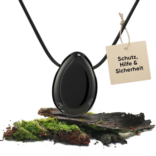 PURAJA Edelstein Anhänger aus echtem Naturstein: Turmalin | Kristall Kette mit Tropfen Anhänger inkl. edlem Kordband | Premium Heilstein/Glücksstein aus hochwertigen Mineralien