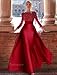 Black-Fuchsia Long Sleeves Prom Dress Floor Length Satin Evening Ball Gowns Shiny Sequin Wedding Formal Dress Mermaid US8