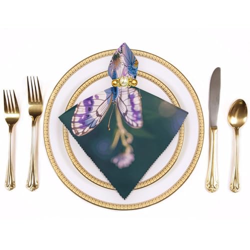 Servilletas de Tela Cuadradas con Mariposas Blancas y Moradas miniatura 3