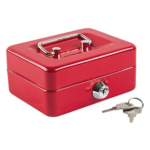 Kyodoled Mini Small Cash Box with Money Tray,Lock Box with Key,Small Safe