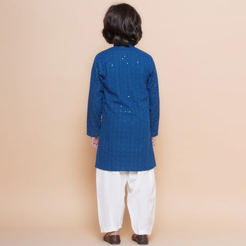 Image of AJ DEZINES Kids Kurta Pajama Set For Boys | Embroidery Chikankari Kurta Set | Traditional & Festive Outfit | Cotton Stylish Boys Kurta Pyjama | Perfect For Festivals Wedding & Family Function