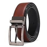 CVBF Herren Gürtel Doppelseitige Schnalle Ledergeschäfts Herren Gürtel Sides Farbe Braun Schwarz, Hq117black, 100cm