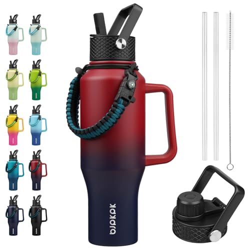 Image of BJPKPK 35oz Insulated Water Bottle with Handle & Straw Lid, Stainless Steel