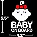 TOTOMO Baby on Board Sticker for Cars Funny Cute Safety Caution Decal Sign for Car Window and Bumper No Magnet - Sleeping Baby Girl Red Ribbon Bow Tie