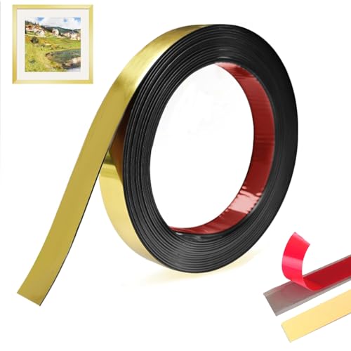 12M×2cm Moulures Décoratives Autocollantes,Finition Effet Miroir Métallisé Doré,Moulure Adhesive Flexibles Autocollantes,Bordure Décorative,Bandes Miroir Autocollantes pour Cadre de Miroir,Mur