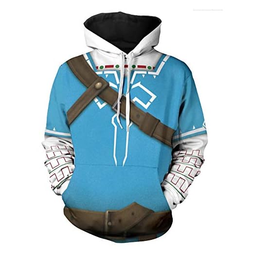 QYIFIRST Impression 3D Anime Unisex Pull avec Capuche Streetwear Legend Link Disfraz Cosplay Azul EU Talla XL