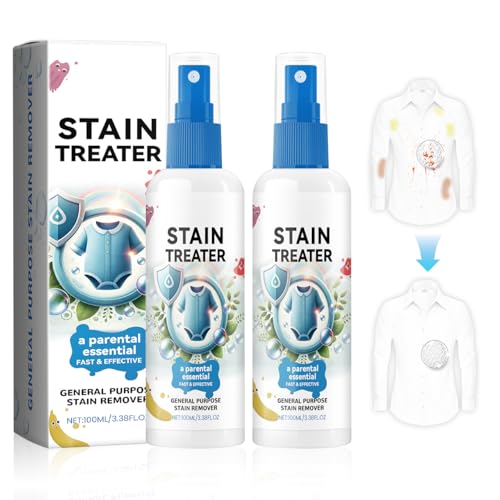 2 Stück Stain Treater Spray, Fleckenentferner Kleidung, Fleckenspray Kleidung, Stain Treater Spray Portable, Entfernt schnell Essens-/Fett-/Kaffeeflecken, für Babykleidung, Textilien