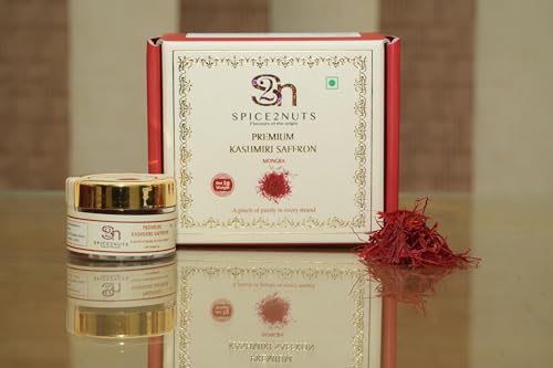 Image of SPICE2NUTS Premium Kashmiri Saffron, Pure Grade A, Glass Jar (2 Gram)