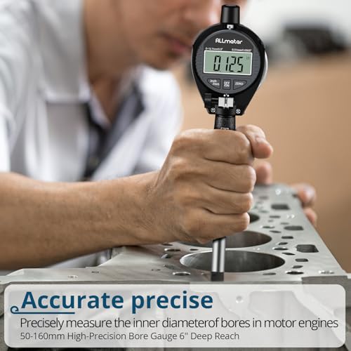 ALLmeter Digital Bohrungsmessgerät, Innenmessuhr 50–160 mm, 0,01 mm Genauigkeit, inkl. 12 Messköpfe und ABS-Box, Ultrapräzise Tieflochmessung, Bore Gauges, Silber