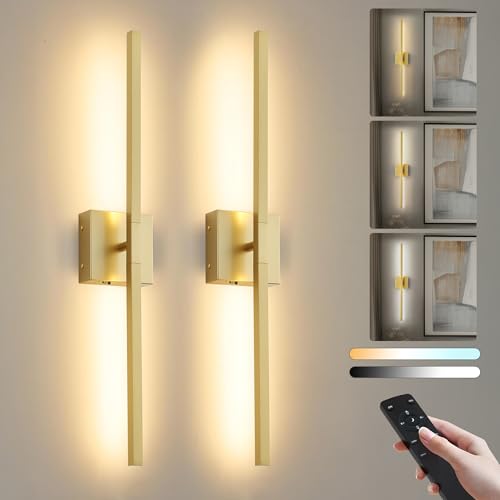 Wireless Battery Operated Wall Sconces Set of Two, Dimmable Modern
