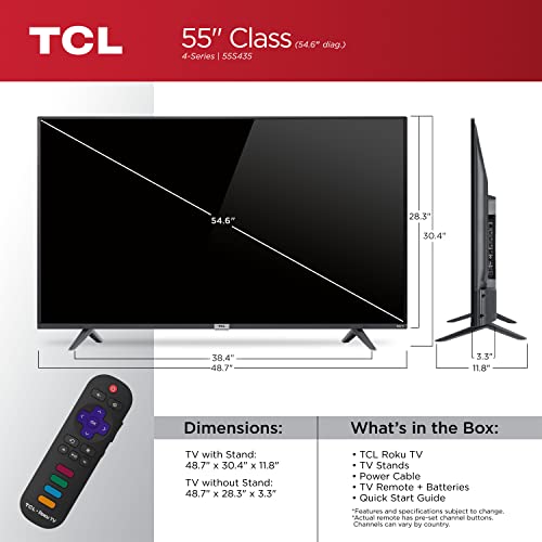 Image of TCL 55 inch Class 4-Series 4K UHD HDR Smart Roku TV - 55S435, 2021 Model