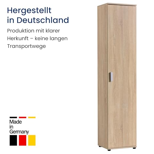 Home Collective Mehrzweckschrank Schmaler Schrank 40 cm mit 1 Tür & 4 Einlegeböden | Universalschrank Haushaltsschrank für Haushalt, Flur, Büro oder Schlafzimmer | 40x35x184 cm (BxTxH) | Sonoma