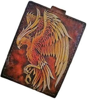 Phoenix wallet, Biker Leather Wallet, Dragon wallet, Personalized wallet, Leather Wallet, 3D Genuine Leather Wallet, Hand Carved, Leather Carving, Carving Wallet