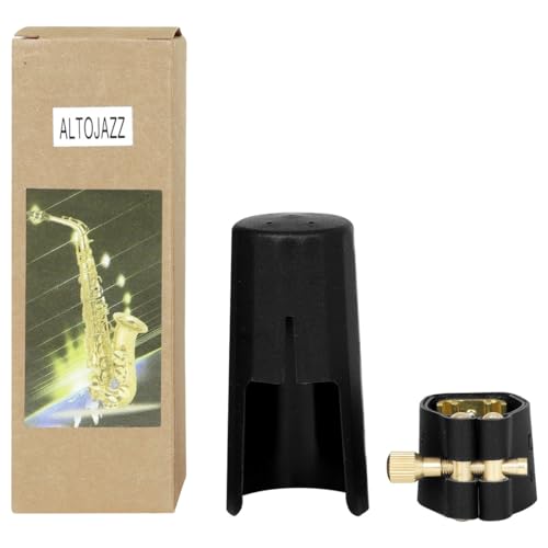 OriGlam Alto Saxophone PU Leather Ligature Fastener Clip with Saxophone Plastic Cap for Sax Saxophone (Alto)