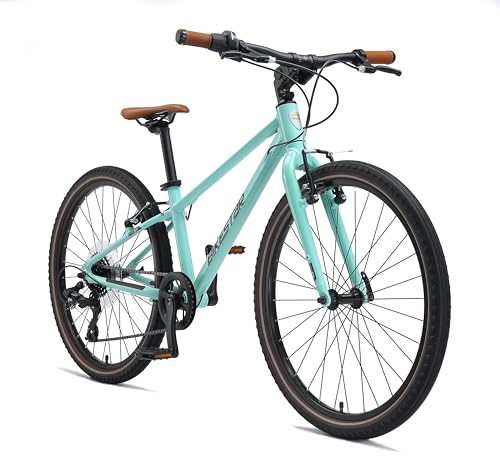 BIKESTAR Leichtgewicht 9 kg Kinder Jugend Fahrrad Aluminium ab 8-9 Jahre | 24 Zoll 8 Gang Shimano Schaltung Ultra Leicht | Mint