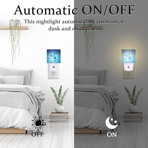 Image of Magic Butterflies on Water Night Light for Kids, Blue Glowing Butterfly Night Light Plug in with Dusk to Dawn Sensor, 0.5w Energy Saving Sleep Friendly Nightlight for Hallway Stairway Kitchen Bedroom