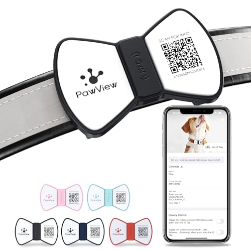 PawView Silent Silicone Dog ID Tag with QR & NFC, Black