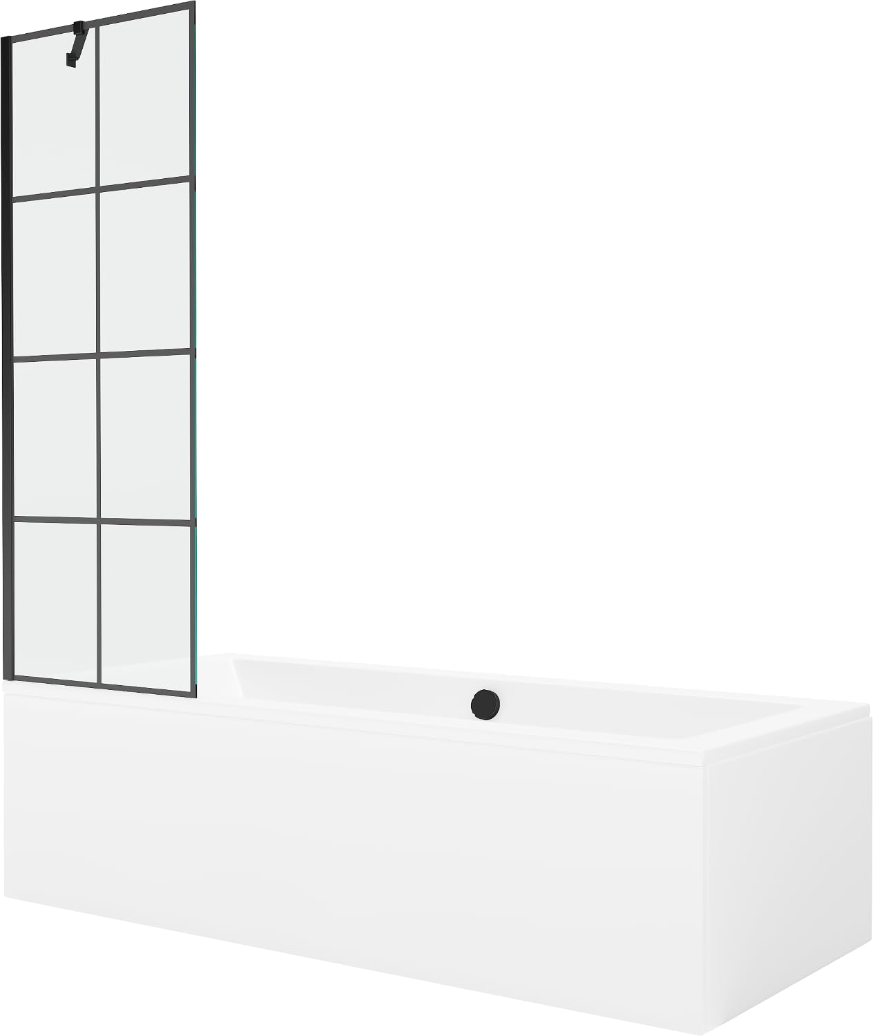 Mexen Cube Rechteckige Badewanne 170 x 80 cm mit Verkleidung und einflügeliger 60 cm Sichtblende