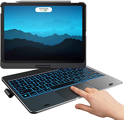 Image of typecase Touch Case with Keyboard for iPad Air 5th Generation (10.9-inch, 2022): Trackpad - 360 Rotatable - Wireless Backlit Keyboard Case with Pencil Holder for iPad Air 5th /4th Gen - Graphite Grey