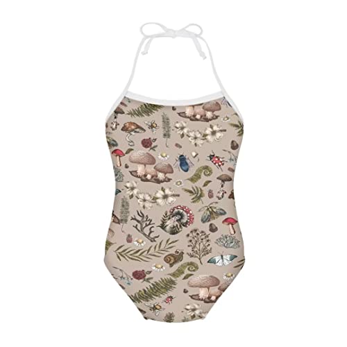 Image of Pinupub Girls Cute Swimsuit One Piece Bathing Suit Sleeveless Halter Neck Swimwear Beachwear