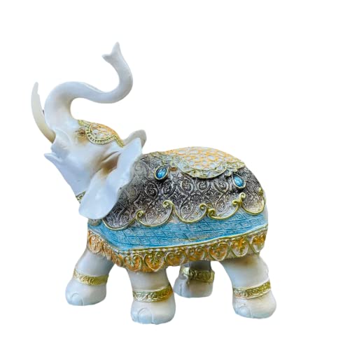 Image of AUGEN Polyresin Elephant Idol Statue Showpiece for Home Decor Decoration and Gifting (1 Piece,7145C1)-A