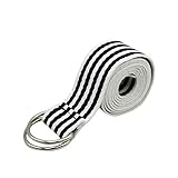 AIBEARTY Canvas Web Double D Ring Plaid Belt Silver Buckle Long Waistband for Women Men Teens (White&Black)