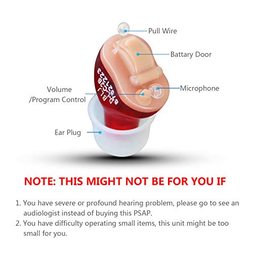 BLJ Hearing Amplifier Sound Amplifier with Digital Noise Reduction and Feedback Cancellation (Right Ear-Red)