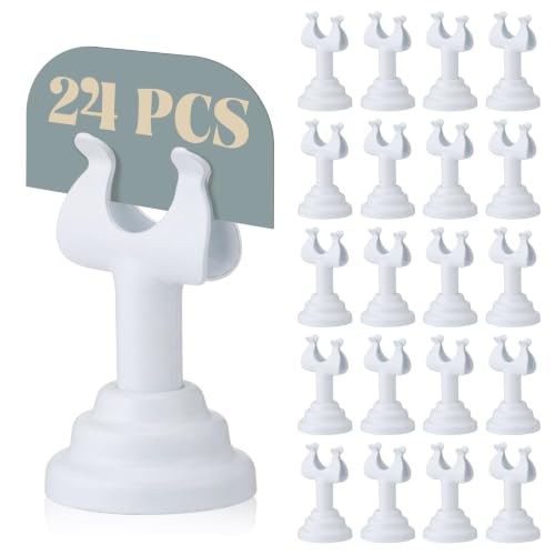 Image of 24 Pcs White Metal Table Number Holders 1.8 Inch Mini Wedding Place Card Holders Bulk Harp Clip Table Sign Stands Card Holder for Memo Notes Menu Wedding Restaurant Birthday Decor