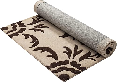 Image of Export Quality Handtufted Woolen Carpet for Living Room Bedroom & Hall - Color - Choco /Ivory - Size - 6 x 8 Feet