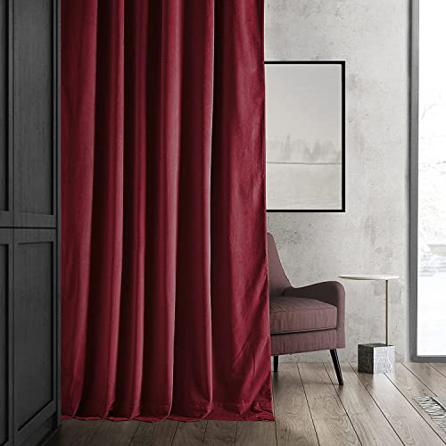 HPD Half Price Drapes Signature Velvet Thermal Blackout Curtains for Living Room 108 Inch Long (1 Panel) Rod Pocket Insulated Blackout Curtains for Bedroom Window Curtains, 50W x 108L, Moroccan Red