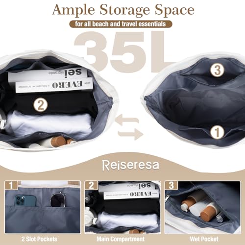 Bolsa de playa grande para mujer con cremallera 4