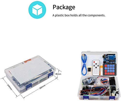 Docreate Ultimate Starter Kit with Development Board, 260 Pages Detailed Tutorial, 217 Items, 51 Projects, Solderless Breadboard