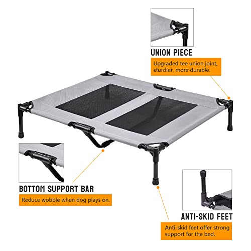 Furrykiddy 35.8''L Elevated Dog Bed, Outdoor Dog Bed, Raised Pet Cot, Outside Pet Bed, Carrying Bag, Durable Oxford Fabric, Portable For Camping - Sliver Gray #TOP6