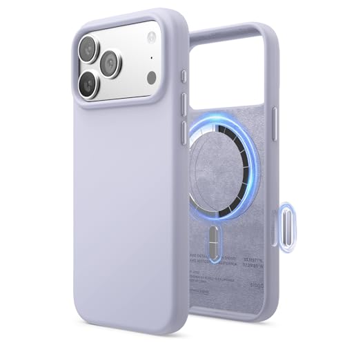 Image of elago for iPhone 17 Pro Max Case, Premium Magnetic Silicone Case, Compatible with MagSafe, Liquid Silicone Material, Protective Cover, Shockproof, Slim Phone, 6.9 inch (Purple)