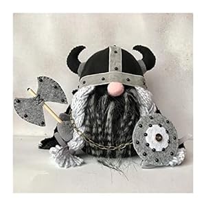 Halloween Special Viking Warrior Gnome Doll Fall Farmhouse Gnome Plush Decor Indoor Nordic Gnomes Decorations for Home Handcrafed Cute Scandinavian Style Gnomes for Kitchen Table Ornaments D