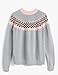 Cable Stitch Women's Fair Isle Sweater – Classic Vintage Jacquard Long Sleeve Crewneck Pullover Top (Heather Grey, X-Small)