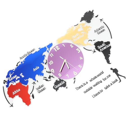 Horloge murale carte du monde silencieuse pour décorer un bureau moderne
